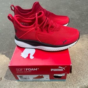 Boys red Puma sneakers